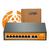 Switch 8 Portas Poe Ativo 2 Uplink Câmeras Ip 10 100m