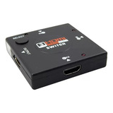 Switch Hub Hdmi Preto 3 Portas Full Hd 1080p Seletor Para Tv