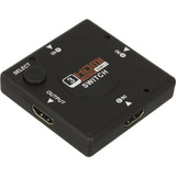 Switch Hub Hdmi Preto 3 Portas Full Hd 1080p Seletor Para Tv
