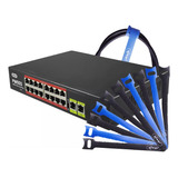 Switch Poe 16 Portas Gigabit 10 100 1000 Mbps Rj45 Mdi Mdi x