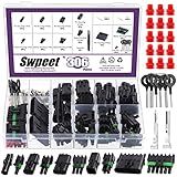 Swpeet 311 Peças 1 2 3 4 6 Pinos Macho E Fêmea à Prova D água Conectores De Fio Elétrico Automotivo Plugue Com Ferramenta De Remoção De Terminal E Kit De Vedação De Cabo De Borracha 22 14AWG Fiação De Fiação Vela De Ignição