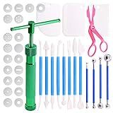 Swpeet Pistola Extrusora De Argila Verde 36 Peças Fondant Extrusora De Pasta De Açúcar Pistola De Escultura De Bolo De Argila Ferramenta De Pontilhamento Com Raspador De Plástico Ferramenta De