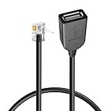 SYGGDERS Adaptador RJ9 4p4c Macho Para USB Fêmea Com Cabo Circular Preto De 30 Cm- Adequado Para Várias Linhas Telefônicas Voip -RJ9 30 Cm-
