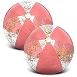 Syhood 2 Bolas De Praia Com Glitter Bolas De Praia Infláveis De 40 6 Cm Bolas De Bilhar De Confetes Douradas Para Piscina Para Adultos Lembrancinhas De Festa De Aniversário De Verão Ouro Rosa