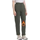 SYKROO Calça Cargo Feminina Para Esqui Na Neve Impermeável Forrada Com Lã Softshell à Prova De Vento Com 5 Bolsos Para Uso Ao Ar Livre Montanha Verde Militar PP