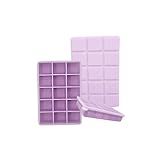 SYMEON Forma De Gelo Silicone Com Tampa Livre De BPA Flexivel 15 Cubos De 27ml Cada Prática Resistente E Reutilizável Forma Para Papinha Gelatina Frutas -FORMAGELO-LILAS-