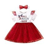Synia Vestido Infantil De Verão Para Meninas 4 De Julho Manga Curta Patchwork Vestido Rodado Tule Renda Vestido De Verão Com Faixa De Cabeça Para 0 3 Anos Branco 2 3 Anos