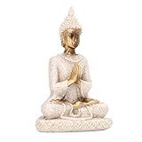 Syrisora ​​estátua De Buda Artesanato Artesanato Claro Gravura Forte Resistência à Geada Resina Meditando Estátua De Buda Para Corredor (8138 Ouro)
