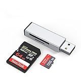 SZAMBIT 2 Em 1 USB Tipo C Leitor De Cartão USB 2 0 SD Micro SD TF OTG Adaptador De Cartão De Memória Inteligente Para Laptop USB 2 0 Leitores De Cartão SD  Prata USB 