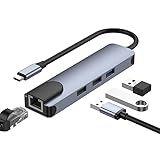 SZAMBIT 4in 1 USB C Hub Hub USB C Splitter Do Adaptador Com 1 USB 3 0 2 USB 2 0 RJ45 Ethernet Compatível Para MacBook Pro Air Mac Dongle Laptop Deck Steam PS4 PS5 Dell XPS IPad Pro E Mais