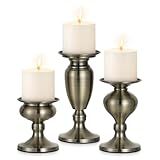 Sziqiqi Suporte De Vela De Bronze Para Pilar Suporte De Vela De Metal Vintage Para Mesa Central Conjunto De 3 Velas Antigas Para Sala De Estar Lareira Jantar Natal Decorações De Casamento