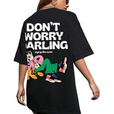 T-shirt Long Black Tumblr Cor Rabisco Darling Enjoy The New