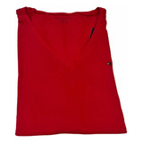 T-shirt Tommy Hilfiger Vermelha Em Gola V Original Feminina