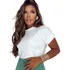 T-shirts Lisa Blusa Feminina Casual Manga Curta Dobrada Moda