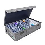 T WaveTree Caixa De Armazenamento De Fita Cassete Suporte Prático De Fita Cassete 40 X 23 X 9 54 Cm Suporte De Cassete Com Tampas E Etiquetas De índice Para Armazenar Em 48 Caixas De Fita Cassete