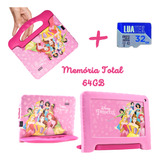 Tablet Case Princesas Rosa Infantil 32gb+ Cartão 32gb Wifi