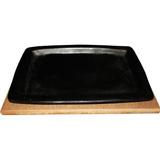 Tabua Com Chapa Ferro Fundido Retang Grande Base Madeira Mdf