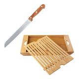 Tábua De Corte Bambu 36x21 8cm Faca Inox 8 Clink