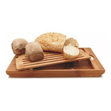 Tabua De Pão Em Bambu Corte Migalheira Aparador Bandeja