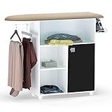 Tábua De Passar Roupa Multiuso Gabinete Mariana 01 Porta Branco Preto Desk Design