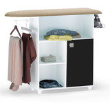 Tábua De Passar Roupa Multiuso Mariana 01 Porta Branco Preto
