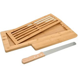 Tabua Migalheira 50cm Para Pães Em Bambu Com Faca Ecokitchen