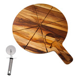Tábua Para Servir Pizza 40 Cm 8 Pedaços Cortador Brinde