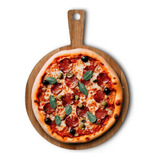 Tábua Para Servir Pizza Madeira Maciça Eucalipto 35 Cm Cor Marrom Geométrico