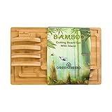 Tábuas De Corte De Bambu Para Cozinha Tábua De Corte De Madeira Com Suporte Conjunto De Tábua De Corte De Bambu Reversível Com Sulcos De Suco Para Carne Queijo Frutas E Legumes Conjunto De Quatro