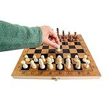 Tabuleiro Jogo Xadrez E Dama De Madeira Portátil Com Peças Brancas E Marrons Tabuleiro Xadrez Dama Gamão Classico Profissional Tabuleiro De Xadrez De 8 X 8 Polegadas