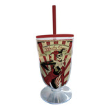 Taça Acrilica Arlequina Listras Dc Comics Wb Milk Shake Geek Cor Vermelho