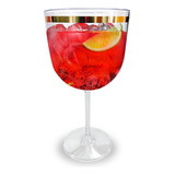 Taça Borda Dourada Vinho Água Licor Gin 600ml Transparente