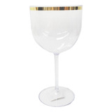 Taça Borda Dourada Vinho Água Licor Gin 600ml Transparente