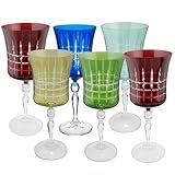 Taça Cristal Lapidada Água Vinho 6un 300ml Coloridas Grace