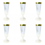 Taça De Acrílico Descartável Borda Dourada 160ml Com 24 Unid