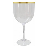 Taça De Gin Personalizado Transparente Com Borda Dourada