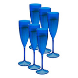 Taça Espumante 50pçs Acrilico Cristal Premium 170ml Neoplas Cor Azul