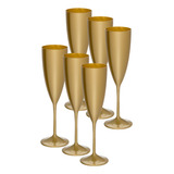 Taça Espumante 50pçs Acrilico Cristal Premium 170ml Neoplas Cor Dourado