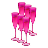 Taça Espumante 50pçs Acrilico Cristal Premium 170ml Neoplas Cor Rosa chiclete