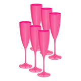 Taça Espumante 50pçs Acrilico Cristal Premium 170ml Neoplas Cor Rosa