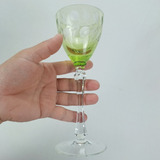 Taça Ou Cálice Alto Para Vinho Cristal Verde Lapidado À Mão