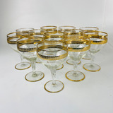 Taças Cristal Com Faixa Em Ouro Lapidado