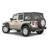 TACTIK Parte Superior Macia De Substituição Diamante Preto Serve Para Jeep Wrangler JKU Unlimited 4 Portas Teto De Tecido Personalizado Com Janela Lateral E Traseira Removíveis JK Unlimited 4 Portas 2007 2009