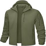 TACVASEN Jaqueta Tática Masculina Com Capuz Resistente à água Revestimento Softshell Militar Verde XGG