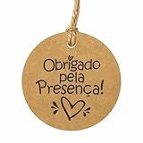 TAG Obrigado Pela Presença Kraft Redonda 6cm Com 100 Uni