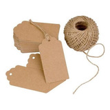 Tag Papel Kraft Presente Com Cordão 100 Un
