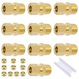 Taiidaues Encaixe De Tubo De Compressão De Latão Adaptador De Acoplamento Reto 10 Peças De 3 20 3 Cm OD X 3 20 3 Cm NPT Conector De União De Compressão Macho E 10 Peças De Virolas De Mangas De
