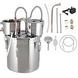 Takywep 8Gal Double Chilled Alcohol Still Kit De Aço Inoxidável Para Casa Com Tubo De Cobre E Termômetro Embutido Kit De Destilação Multiuso De 3 Potes Para Conhaque De Uísque DIY