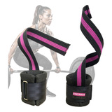 Tala Strap Punho Par Profissional Mais Conforto Musculação Cor Preto rosa