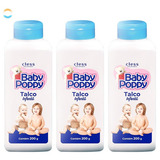 Talco Infantil Baby Poppy Pele Bebê Macia Perfumada 3x200g